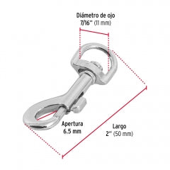 MOSQUETON C/DESTORCEDOR FIERO (TRUPER) DE ZINC 2" #BDZ-2 (BANZ-2) (44029)