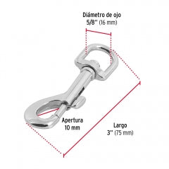 MOSQUETON C/DEST. FIERO (TRUPER) ZINC 3" #BDZ-3-1/2 (BANZ-3.1/2) (44031)