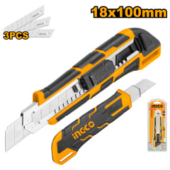 CUCHILLO CARTONAJE INGCO 18MM X 100MM C/3 HJAS.REPUESTO # HKNS28035