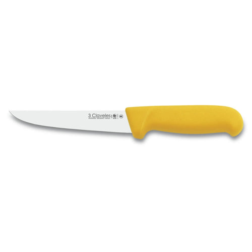 CUCHILLO TRES CLAVELES # 1374 POLIP. AMARILLO 15 CMS CARNICERO