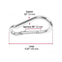 MOSQUETON FIERO (TRUPER) FIJO ACERO 1/2" #BMA-1/2 (BANMOS-1/2) (44041)