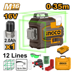 NIVEL LASER INALAM. INGCO AUTONIVELANTE 35 MTS 16V C/BATERIA Y CARGADOR # HLL301201
