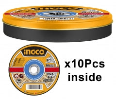DISCO DE CORTE INGCO METAL/ACERO 115 MM JGO.10 PZAS 4 1/2 X1.2 X 7/8 #MCD121155