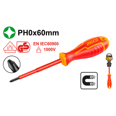 ATORNILLADOR INGCO ELECTRICO AISLADO 1000V PH0 X 60 MM # HISD81PH060