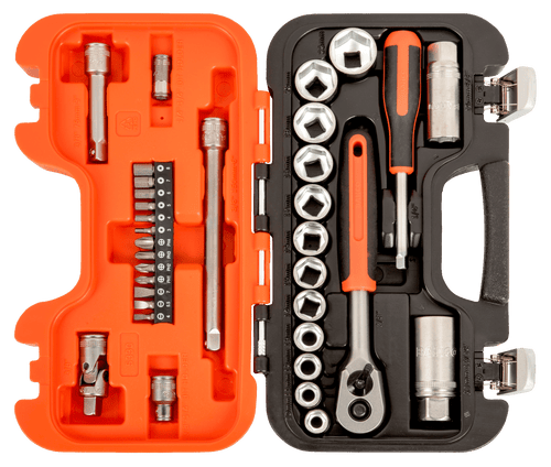 Juego de Dados 3/8" con Chicharra y Puntas 1/4" 33 Piezas BAHCO S330