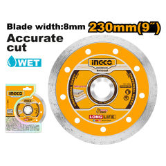 DISCO DIAMANTADO CONTINUO INGCO HUMEDO 230 (9") X 22.2 MM #  DMD022302