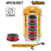 NYLON INGCO P/ORILLADORA 1.6 MM JGO.4 BOBINAS DE 5 MTS.C/U # ALS1602