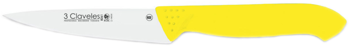 CUCHILLO TRES CLAVELES # 1328 PROFLEX MGO.AMARILLO 12 CMS COCINERO