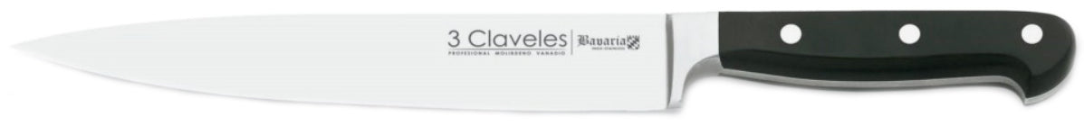 CUCHILLO TRES CLAVELES # 1596 INOX FORJADO M/ALEMAN TRINCHAR 25 CMS (OF)