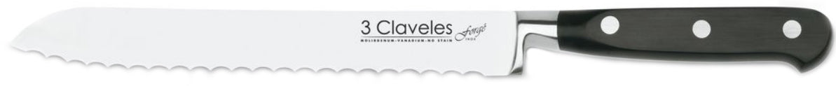 CUCHILLO TRES CLAVELES # 1567 INOX FORJADO EN CALIENTE PANERO 20CM