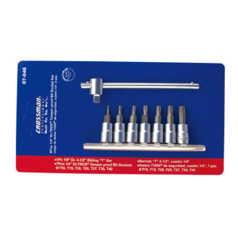 DADO CROSSMAN TAMPER PROOF TORX #87-046 1/4 DR JGO. 8 PZS (OF)