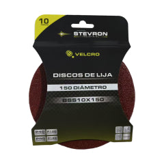 LIJA STEVRON PARA LIJADORA ROTORBITAL 150 MM/6" JGO.10 PZAS # BSS10X150