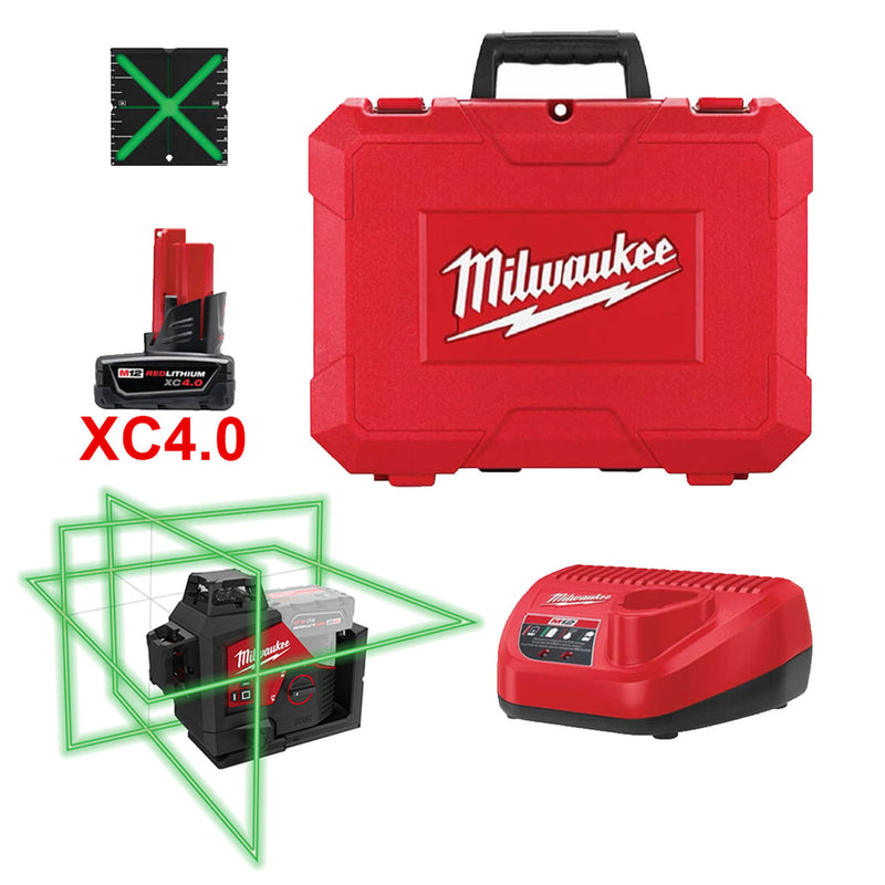 NIVEL LASER VERDE 3 LINEAS 360 M12 MILWAUKEE 3632-21
