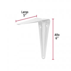 ESCUADRA ESTANTE TRUPER BLANCA #ME-6B 5" X 6" (CAJA DE 12 PZAS.) (44003)