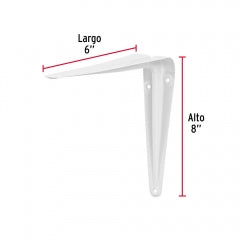 ESCUADRA ESTANTE TRUPER BLANCA #ME-8B 6" X 8" (CAJA DE 12 PZAS.) (44006)