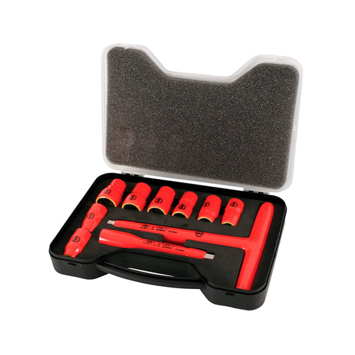 Juego aislado 10 pcs. dados 3/8 extension y T WIHA