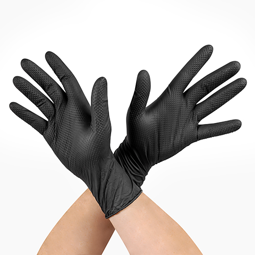 GUANTE RAVEN NITRILO TEXTURIZADO NEGRO 8.0 GR STEELPRO TALLA M CAJA 100 UND