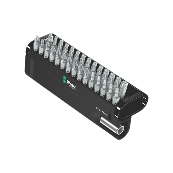 Set puntas Wood 2 1/4 con estuche 30 piezas Wera