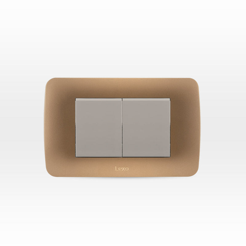 INTERRUPTOR DOBLE 9/15 TECLON 35.6 MM 10A 250V BEIGE ARMADO TITANIO
