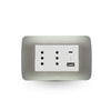TOMA CORRIENTE DUPLEX 10A + 2 USB PLATA BLANCO ARMADA