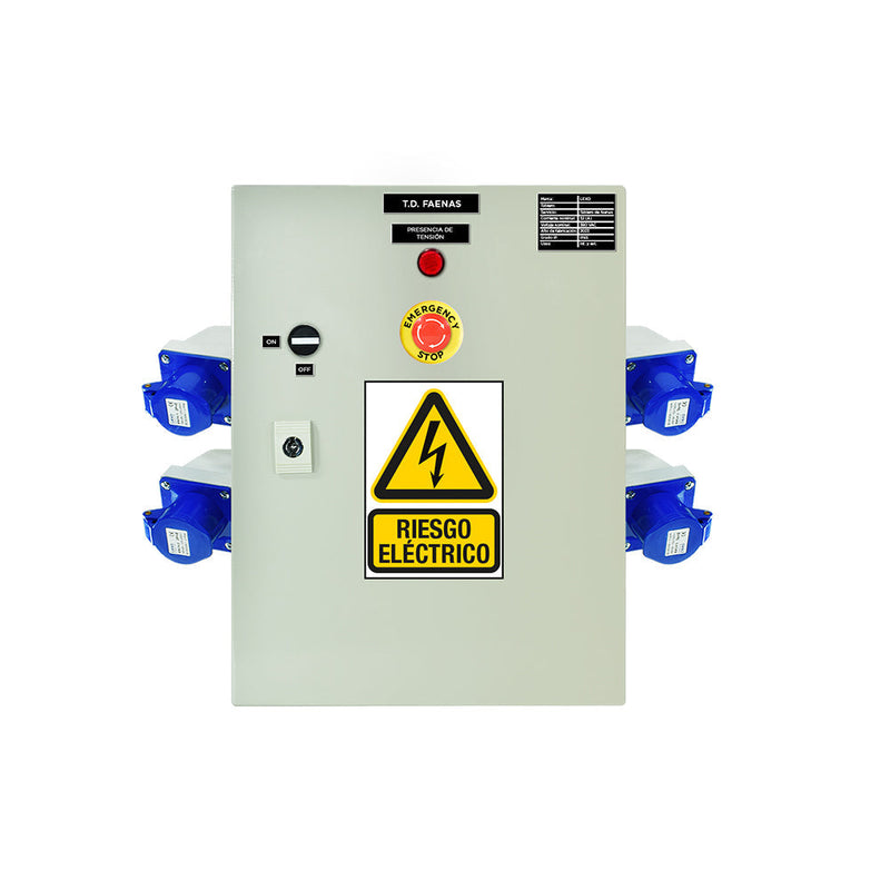 TABLERO DE FAENA METÁLICO CON PARADA EMERGENCIA 220V SIZE S