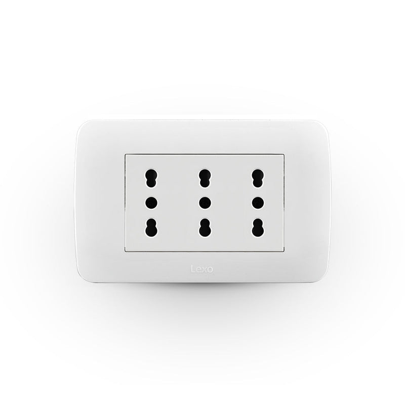 TOMA CORRIENTE TRIPLEX 10/16A 250V BLANCO ARMADO