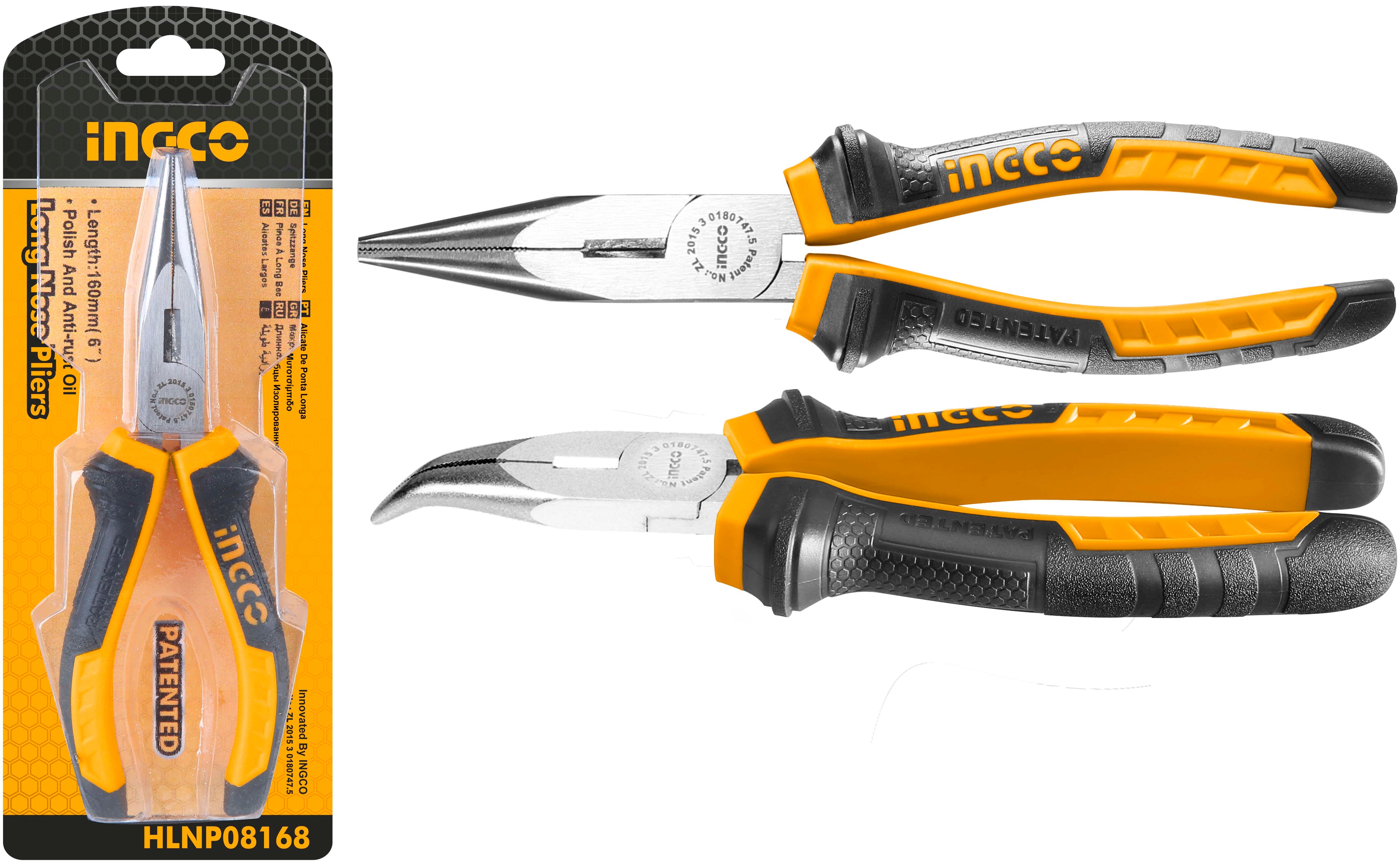 ALICATE INGCO - 160 MM /6" PUNTA CURVA #HBNP08168