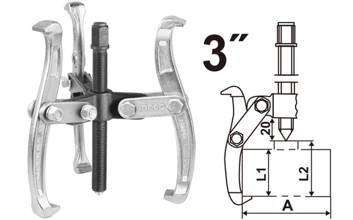 EXTRACTOR POLEA INGCO TRES MORDAZAS 3" # HGP08033