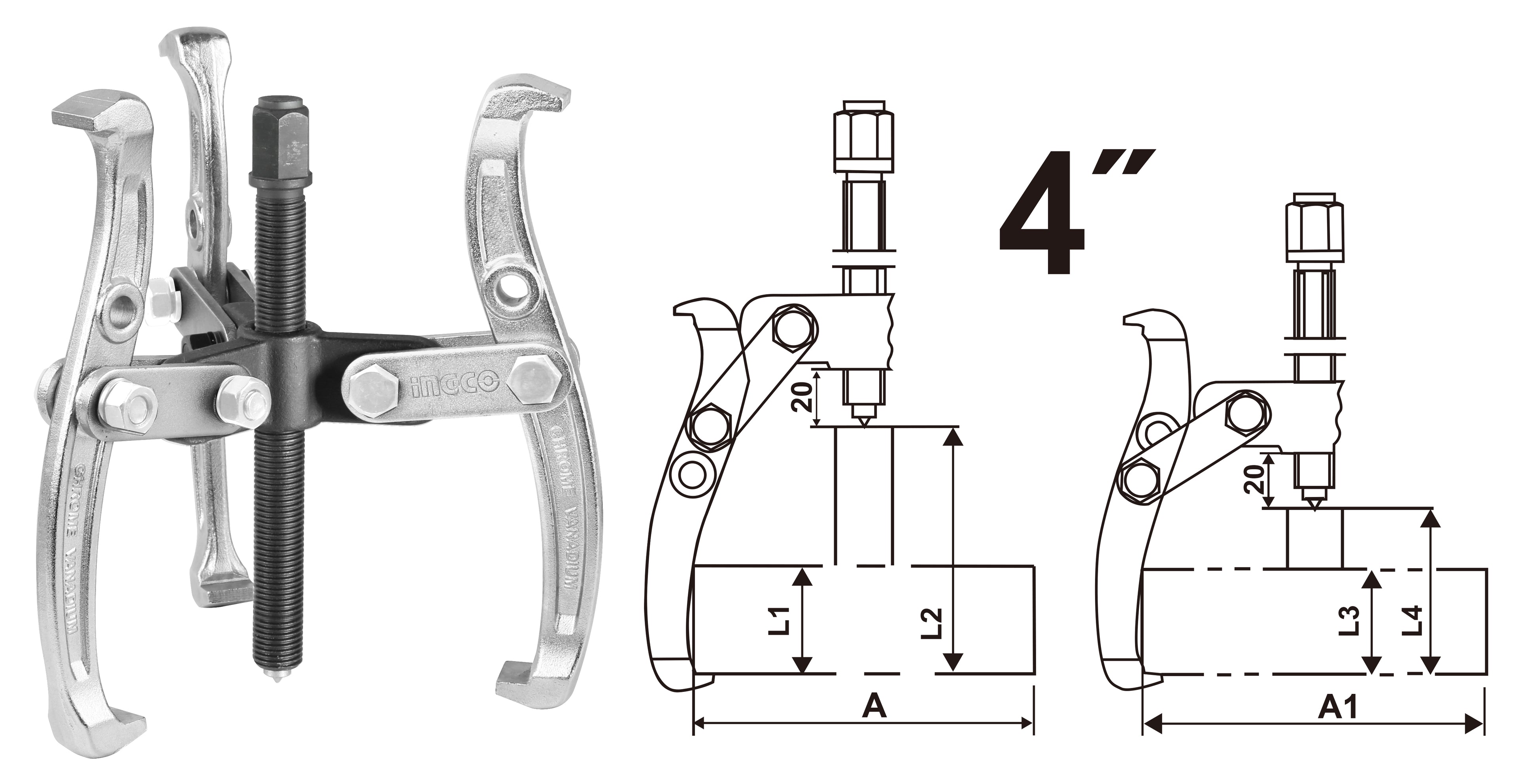 EXTRACTOR POLEA INGCO TRES MORDAZAS 4" # HGP08034