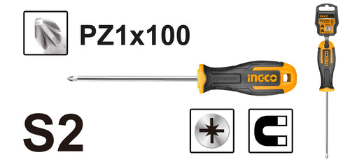 ATORNILLADOR INGCO POZIDRIV PZ1 X 100 MM # HS68PZ1100(OF)