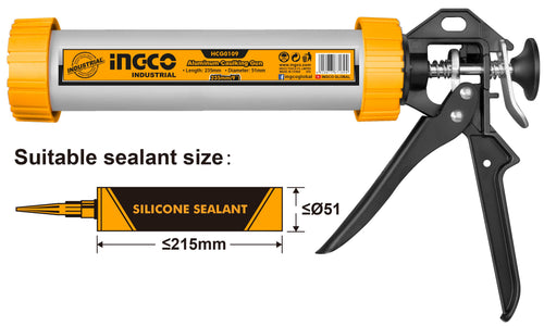 PISTOLA INGCO ALUMINIO P.APLICAR SILICONA 9" # HCG0109