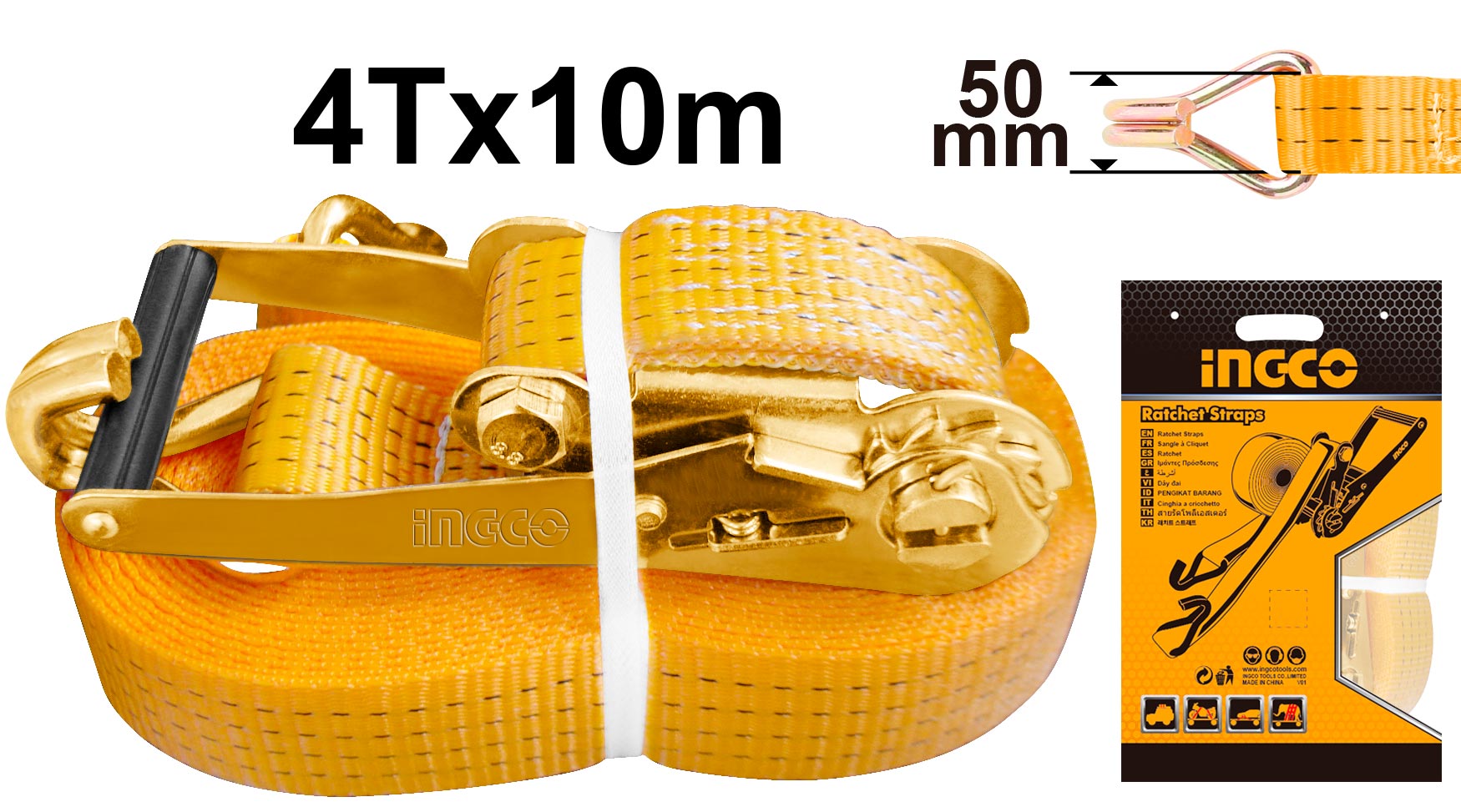 ESLINGA INGCO 10 MT X 50 MM CARGA MAXIMA 4.000 KG. # HRSP4101