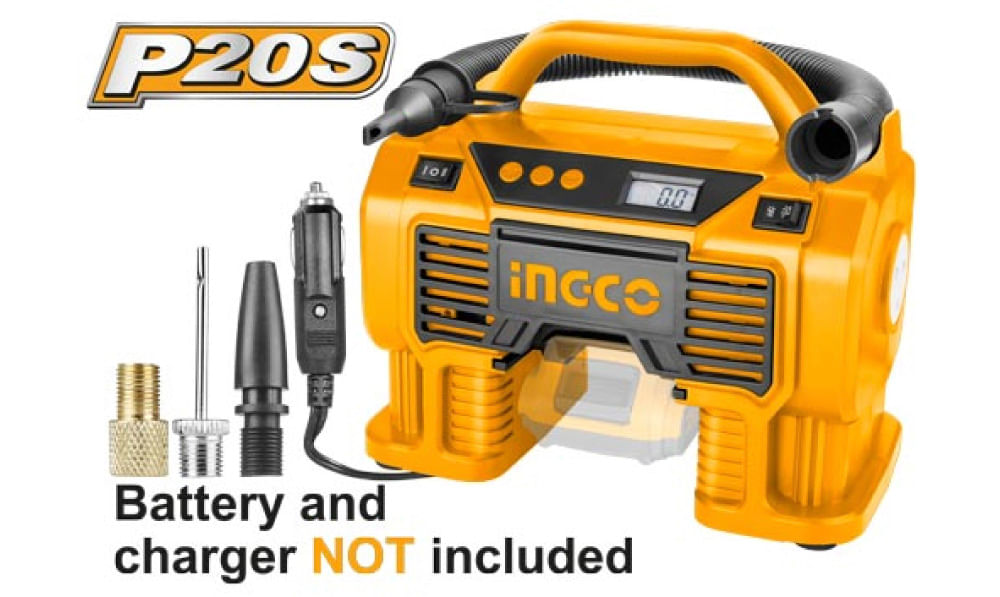COMPRESOR INFLADOR INGCO INDUSTRIAL 20V S/BAT.S/CARGADOR #CACLI2002