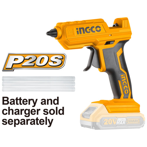 PISTOLA SILICONA INGCO INALAMB.20V S/ BATERIA S/CARGADOR #CGGLI2001