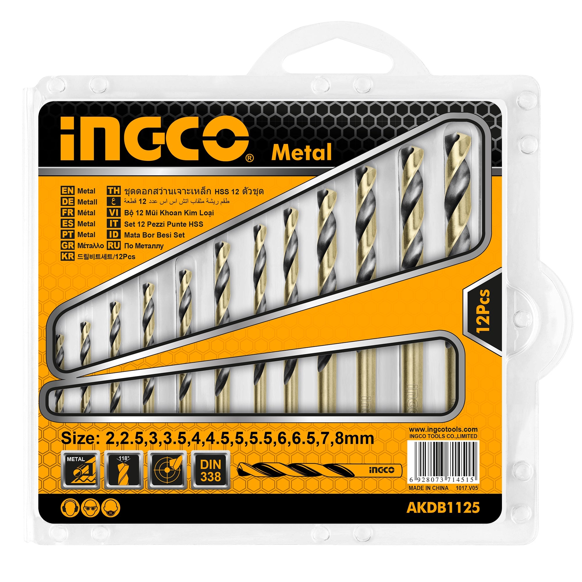 BROCA CIL AR INGCO JGO.12 PZS 2.0 A 8.0 MM # AKDB1125