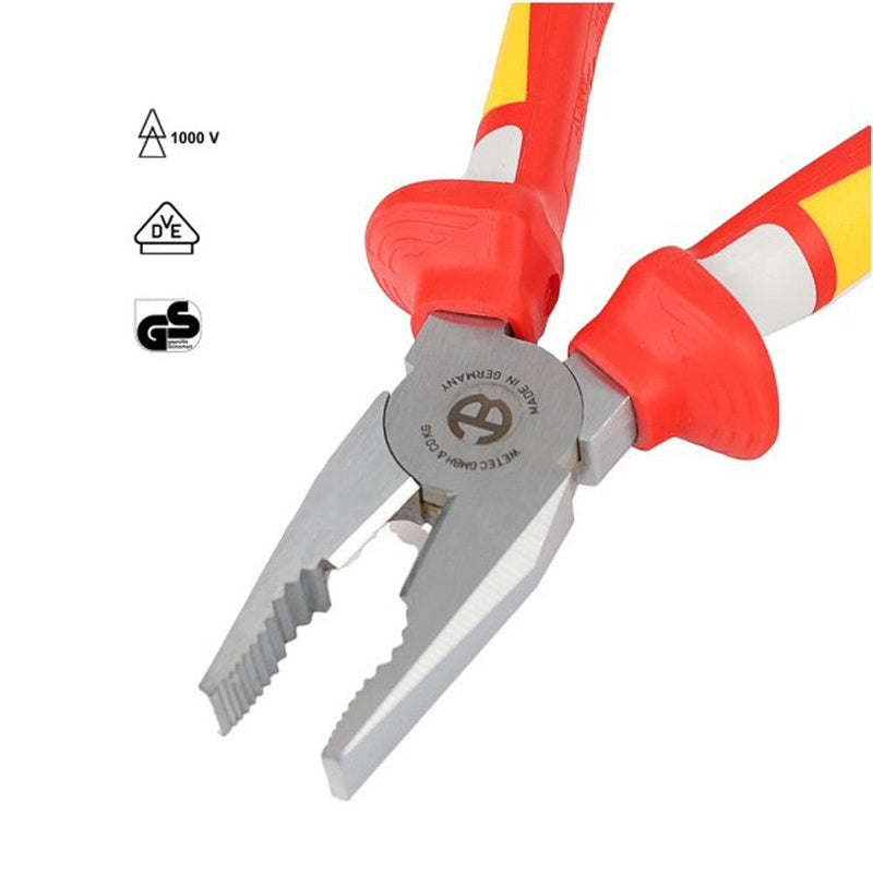 Alicates universales WETEC VDE. mango de 3 componentes. 180 mm