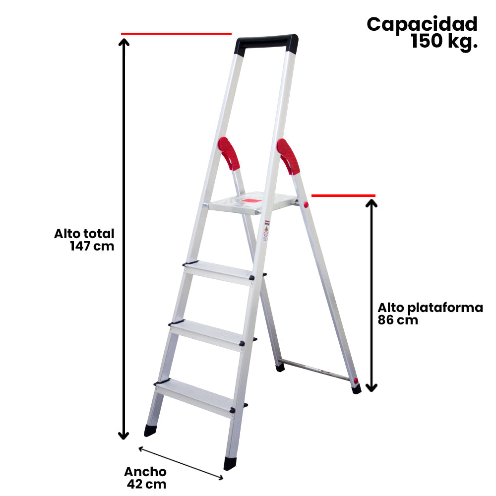 ESCALERA ALUMINIO TIJERA 4 PELDAÑOS MAGNA
