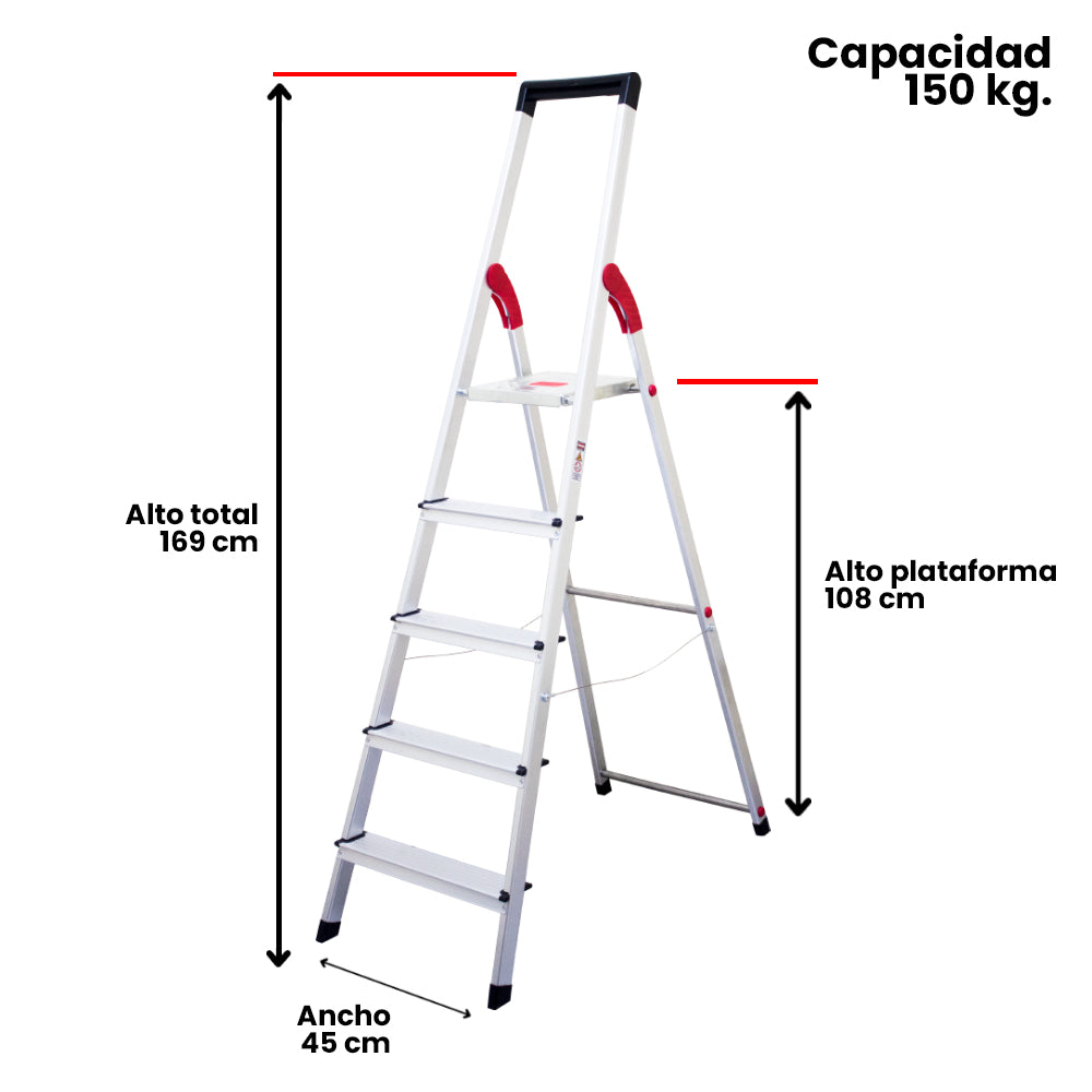 ESCALERA ALUMINIO TIJERA 5 PELDAÑOS MAGNA