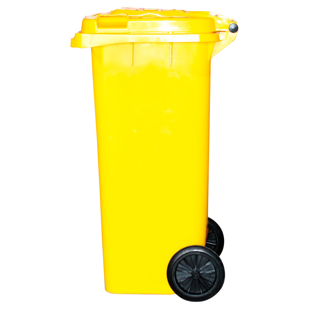 CONTENEDOR DE BASURA CON RUEDAS AMARILLO 120 LTS.