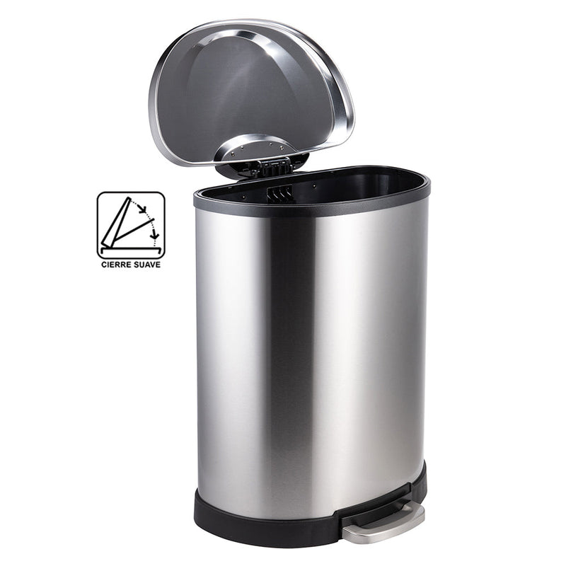 BASURERO ACERO INOXIDABLE CON PEDAL 50 LTS SOIN