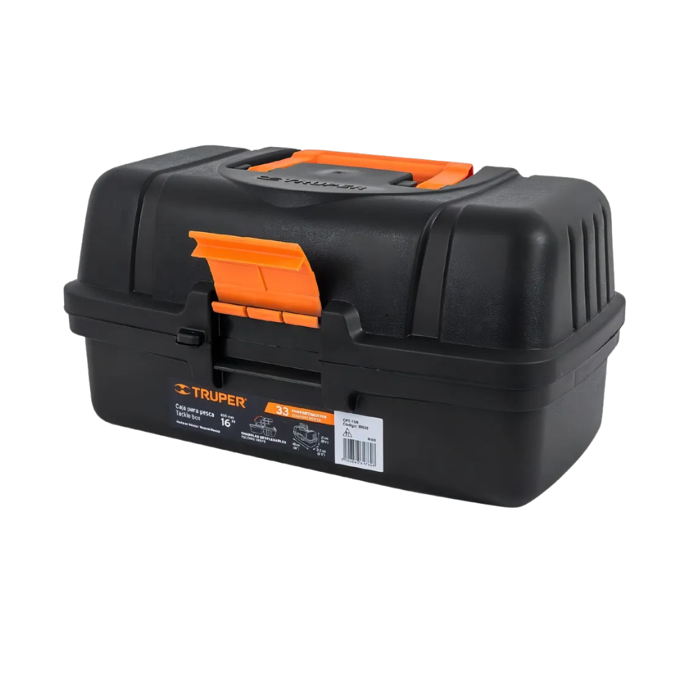 CAJA PARA PESCA TRUPER POLIPROPILENO 16" C/3 BANDEJAS #CPE-16N (10539)