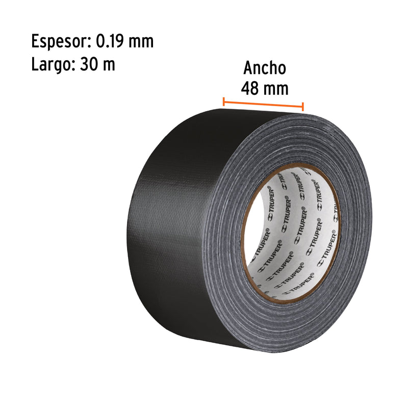 CINTA P/DUCTOS TRUPER NEGRA ADHESIVO TERMOFUSIBLE (PQTE 4 ROLLOS) #CDU-30XN (103062)