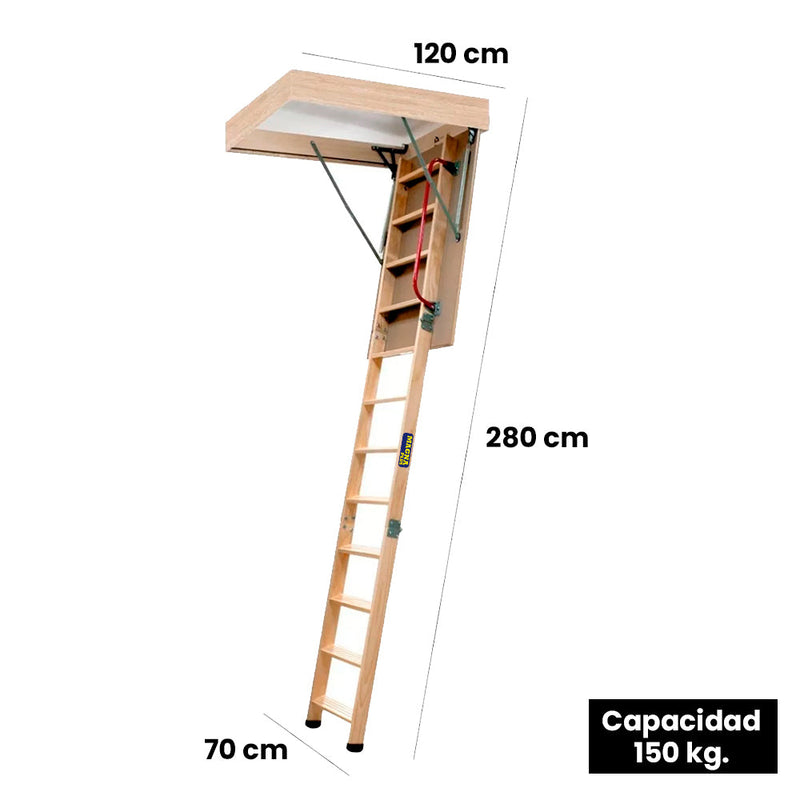 ESCALERA DE ATICO ENTRETECHO MADERA 280 CM MAGNA PLUS