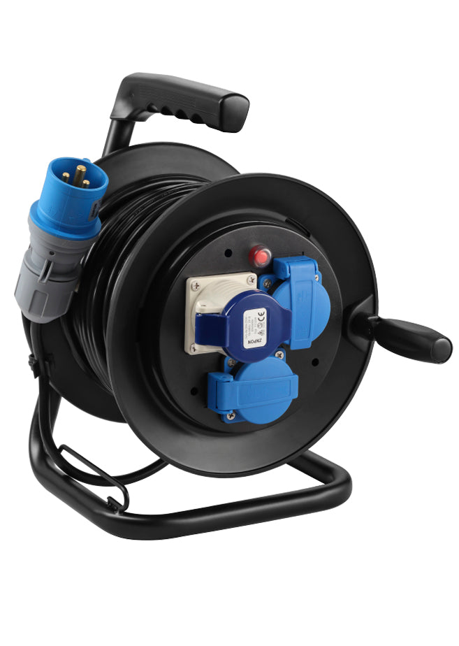 Carrete industrial 2xCEE + 2xSchuko 20 mts Negro