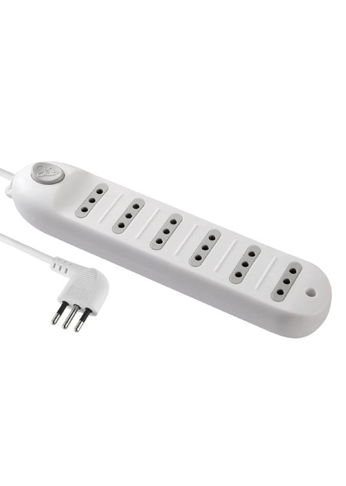 Alargador 6 tomas 3 metros, c/switch Blanco