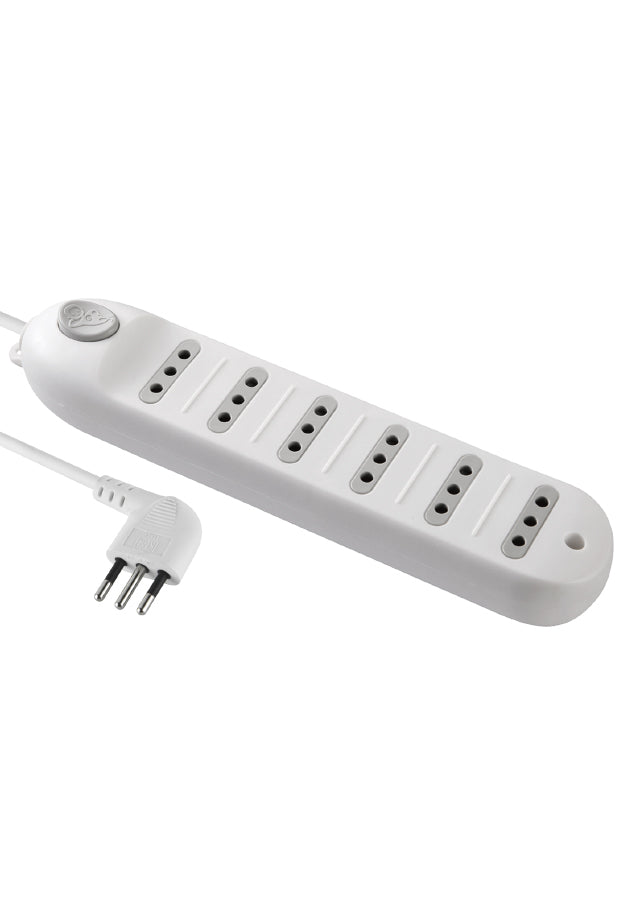 Alargador 6 tomas 5 metros, c/ switch Blanco