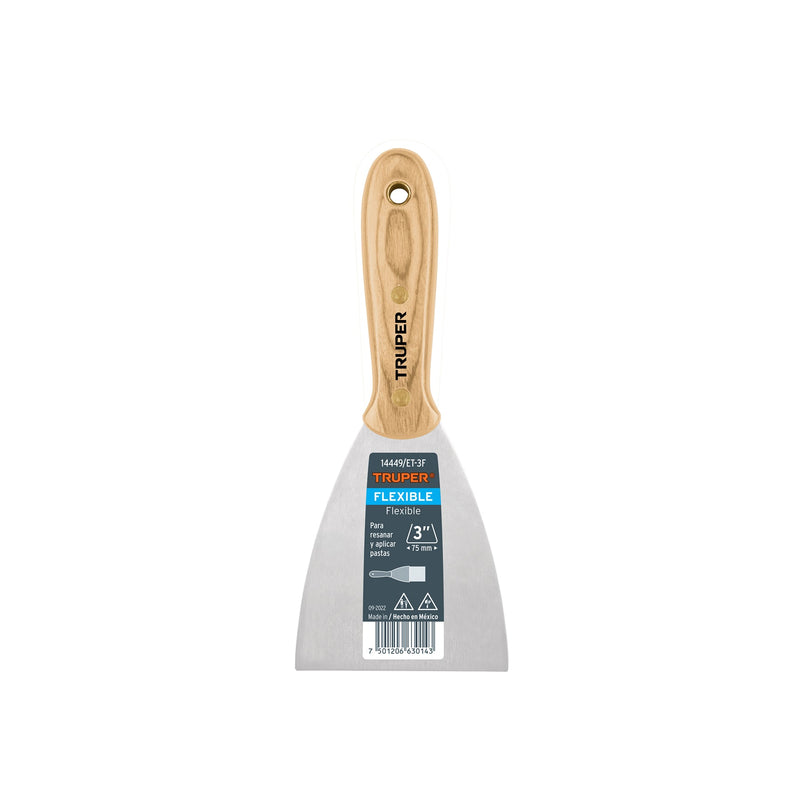 ESPATULA ACERO FLEXIBLE TRUPER 3" M/MADERA # ET-3F (14449)