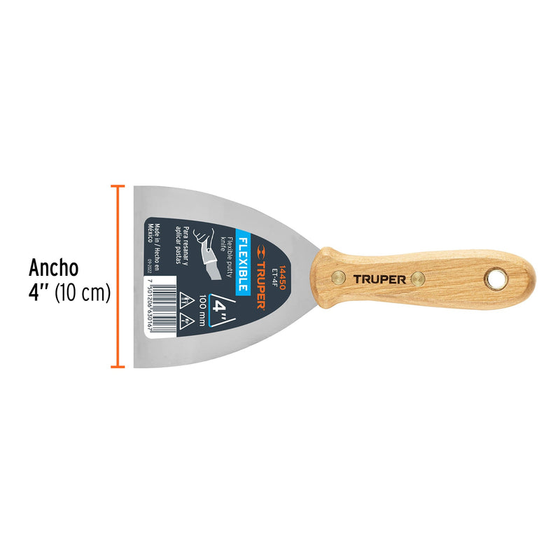 ESPATULA ACERO FLEXIBLE TRUPER 4" M/MADERA # ET-4F (14450)