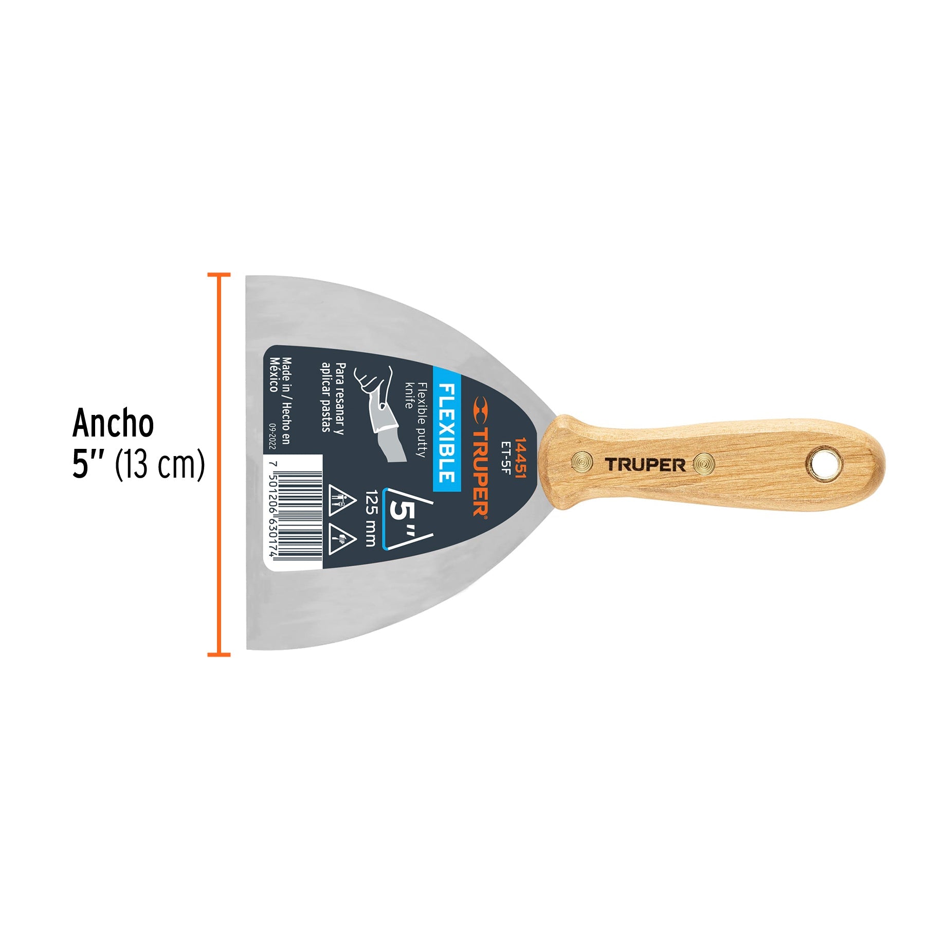 ESPATULA ACERO FLEXIBLE TRUPER 5" M/MADERA # ET-5F (14451)