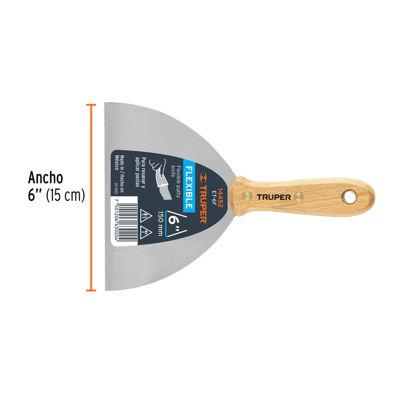 ESPATULA ACERO FLEXIBLE TRUPER 6" M/MADERA # ET-6F (14452)
